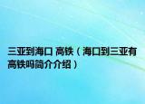 三亚到海口 高铁（海口到三亚有高铁吗简介介绍）