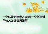 一个亿理财年收入介绍(一个亿理财年收入详细情况如何)