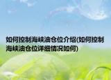 如何控制海峡油仓位介绍(如何控制海峡油仓位详细情况如何)