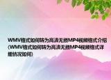WMV格式如何转为高清无损MP4视频格式介绍(WMV格式如何转为高清无损MP4视频格式详细情况如何)