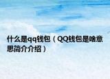什么是qq钱包（QQ钱包是啥意思简介介绍）