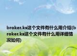 broker.ks这个文件有什么用介绍(broker.ks这个文件有什么用详细情况如何)