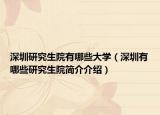 深圳研究生院有哪些大学（深圳有哪些研究生院简介介绍）