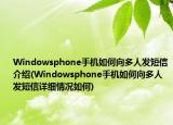 Windowsphone手机如何向多人发短信介绍(Windowsphone手机如何向多人发短信详细情况如何)