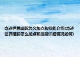 奇迹世界暗影怎么加点和技能介绍(奇迹世界暗影怎么加点和技能详细情况如何)