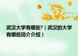 武汉大学有哪些?（武汉的大学有哪些简介介绍）