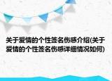 关于爱情的个性签名伤感介绍(关于爱情的个性签名伤感详细情况如何)