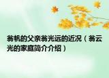 翁帆的父亲翁光远的近况（翁云光的家庭简介介绍）