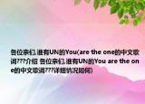 各位亲们,谁有UN的You(are the one的中文歌词???介绍 各位亲们,谁有UN的You are the one的中文歌词???详细情况如何)
