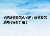 关闭软键盘怎么关闭（软键盘怎么关闭简介介绍）