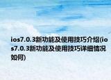 ios7.0.3新功能及使用技巧介绍(ios7.0.3新功能及使用技巧详细情况如何)