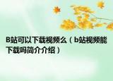 B站可以下载视频么（b站视频能下载吗简介介绍）