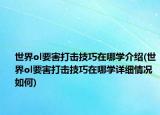 世界ol要害打击技巧在哪学介绍(世界ol要害打击技巧在哪学详细情况如何)