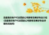 百度竞价账户代运营的公司那家效果好专业介绍(百度竞价账户代运营的公司那家效果好专业详细情况如何)
