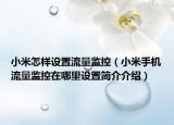 小米怎样设置流量监控（小米手机流量监控在哪里设置简介介绍）