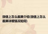 微信上怎么截屏介绍(微信上怎么截屏详细情况如何)