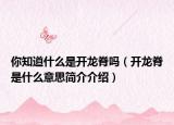 你知道什么是开龙脊吗（开龙脊是什么意思简介介绍）