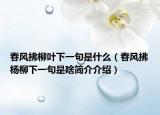 春风拂柳叶下一句是什么（春风拂杨柳下一句是啥简介介绍）