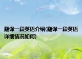 翻译一段英语介绍(翻译一段英语详细情况如何)