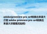 adobe(premiere pro cs4转换出来很大介绍 adobe premiere pro cs4转换出来很大详细情况如何)