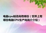 电脑cpu制造商有哪些（世界上有哪些电脑CPU生产商简介介绍）