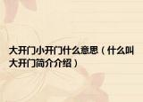 大开门小开门什么意思（什么叫大开门简介介绍）