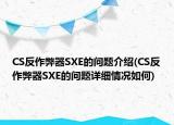 CS反作弊器SXE的问题介绍(CS反作弊器SXE的问题详细情况如何)