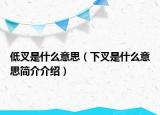 低叉是什么意思（下叉是什么意思简介介绍）