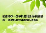 能否推荐一些单机游戏介绍(能否推荐一些单机游戏详细情况如何)