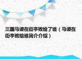 三国马谡在街亭败给了谁（马谡在街亭败给谁简介介绍）