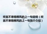 吹面不寒杨柳风的上一句是啥（吹面不寒杨柳风的上一句简介介绍）