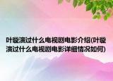 叶璇演过什么电视剧电影介绍(叶璇演过什么电视剧电影详细情况如何)