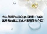 有三角形的三边怎么求面积（知道三角形的三边怎么求面积简介介绍）