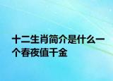 十二生肖简介是什么一个春夜值千金
