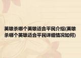 英雄杀哪个英雄适合平民介绍(英雄杀哪个英雄适合平民详细情况如何)