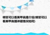 哪里可以看英甲直播介绍(哪里可以看英甲直播详细情况如何)