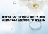 如何注册带CN域名的新浪邮箱介绍(如何注册带CN域名的新浪邮箱详细情况如何)