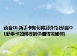 预言OL新手卡如何得到介绍(预言OL新手卡如何得到详细情况如何)