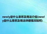 newly是什么意思及用法介绍(newly是什么意思及用法详细情况如何)