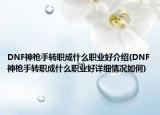 DNF神枪手转职成什么职业好介绍(DNF神枪手转职成什么职业好详细情况如何)