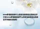 wow萨满练级穿什么传家宝麻烦说出具体名字介绍(wow萨满练级穿什么传家宝麻烦说出具体名字详细情况如何)