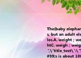 The(baby elephant's is about 100 kilos, but an adult elephant may 5,000 kilos.A. weight；weighB. weight；weightC. weigh；weighD. weigh；weight
