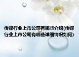 传媒行业上市公司有哪些介绍(传媒行业上市公司有哪些详细情况如何)