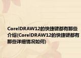CorelDRAW12的快捷键都有那些介绍(CorelDRAW12的快捷键都有那些详细情况如何)