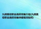 九阴真经职业选择攻略介绍(九阴真经职业选择攻略详细情况如何)