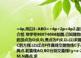 导学号90074086如图,已知抛物线C的顶点为O(0,0),焦点为F(0,1).(1)求抛物线C的方程;(2)过点F作直线交抛物线C于A,B两点.若直线AO,BO分别交直线l:y=x-2于M,N两点,求|MN|的最小值.解(1)由题意可设抛物线C的方程为x2=2py(p>0),则=1,所以抛物线C的方程为x2=4y.(2)设A(x1,y1),B(x2,y2),直线AB的方程为y=kx+1.由消去y,整理得x2-4kx-4=0,所以x1+x2=4k,x1x2=-4.从而|x1-x2|=4.由解得点M的横坐