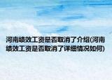 河南绩效工资是否取消了介绍(河南绩效工资是否取消了详细情况如何)