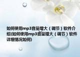 如何使用mp3音量增大（调节）软件介绍(如何使用mp3音量增大（调节）软件详细情况如何)
