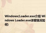 Windows(Loader.exe介绍 Windows Loader.exe详细情况如何)