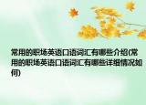 常用的职场英语口语词汇有哪些介绍(常用的职场英语口语词汇有哪些详细情况如何)